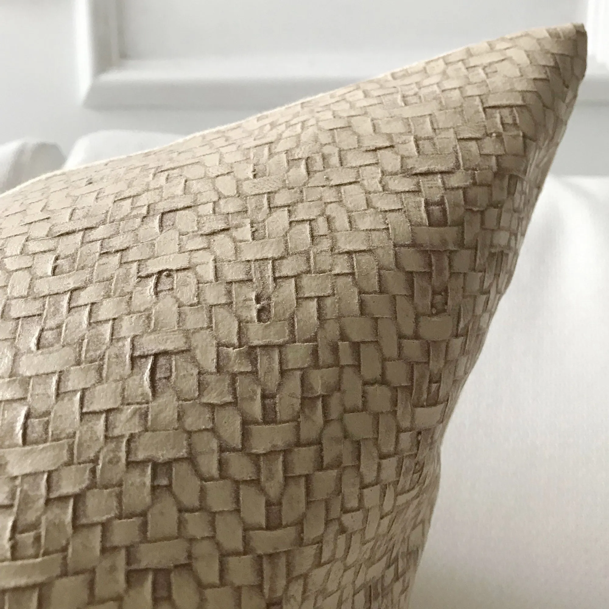 Oat Basket Woven Throw Pillow Cover 24x24