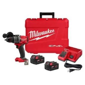 Open Box -  Milwaukee Tool M18 Fuel 18V Lithium-Ion Brushless Cordless 1/2 in. Hammer Drill Driver Kit w/ (2) 5.0 Ah Batteries