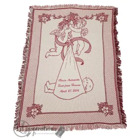 Personalized Angel Baby Blanket Gift in Pink