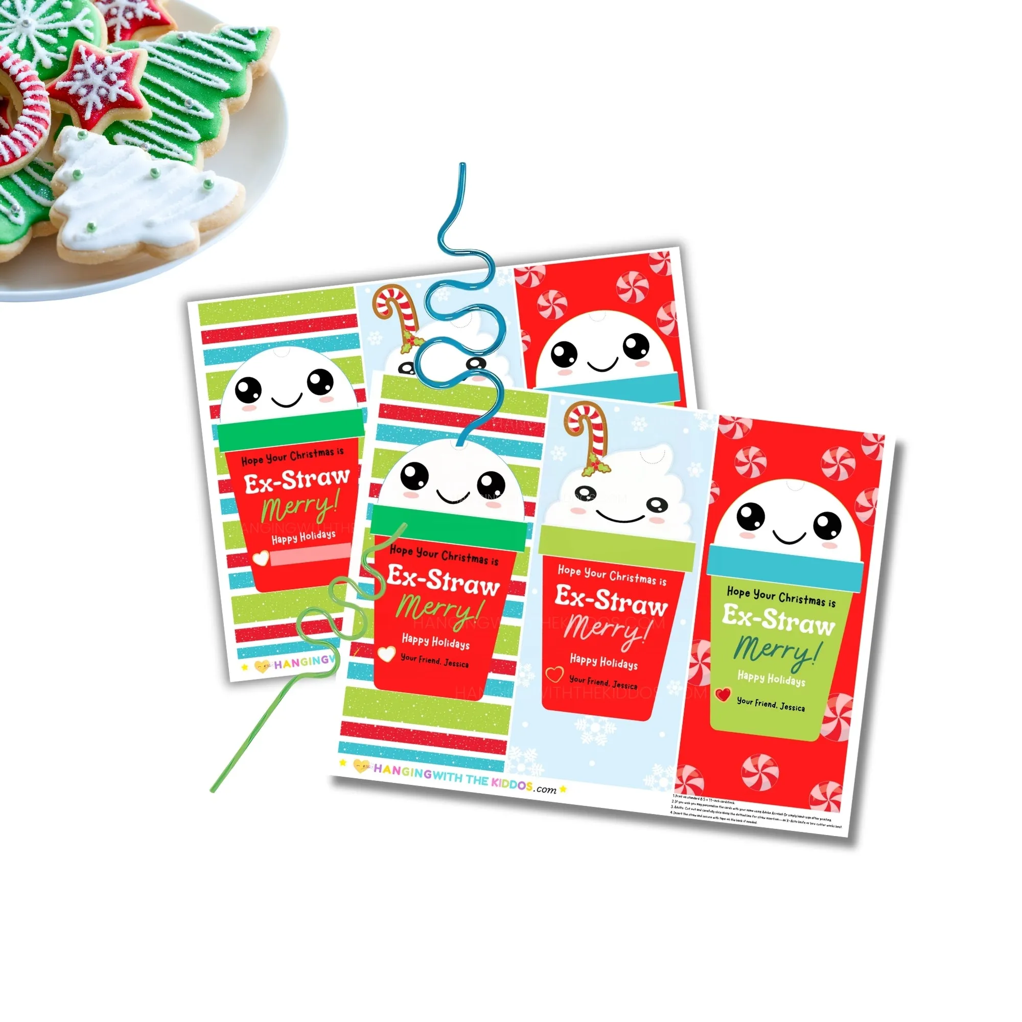 Personalized Christmas Crazy Straw Cards – Fun Printable Holiday Gift