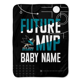 Personalized San Jose Sharks MVP Baby Pixel Fleece Blanket