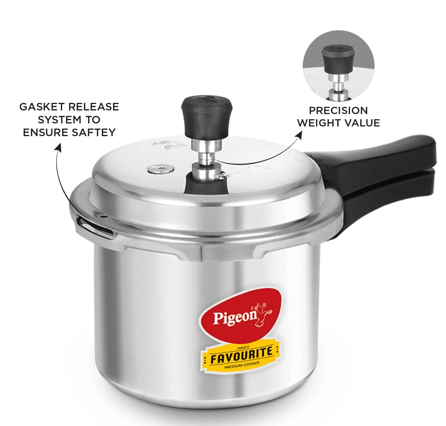 Pigeon by Stovekraft Mini Combi Aluminium Pressure Outer Lid Cooker Set, 2 and 3 Litres with Common Lid (12610) - Silver