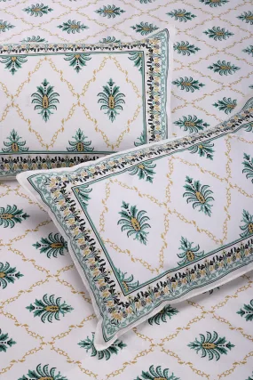 Pineapple Jaal Green Cotton Bedsheet