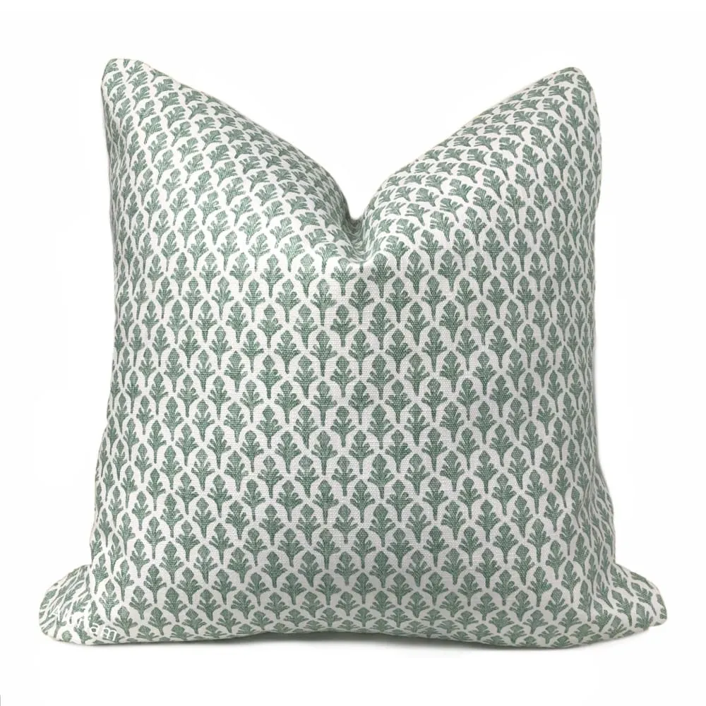 Ponce Eucalyptus Green White Leaf Print Pillow Cover (Lacefield Designs fabric available by the yard)