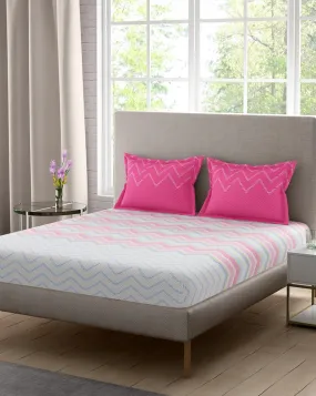 Portico New York Shimmer Double Super King Size Bedsheet with 2 Pillow Cover (274X274CM)