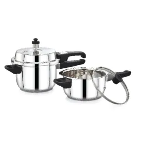 Praylady Stainless Steel 2 LTR. and 3 LTR. Pressure Cooker Combo