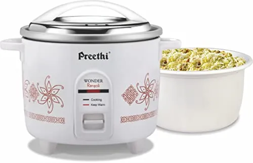 Preethi RC 320 A18 1800 ml Double Pan Rice Cooker, White, 1.8 Liters