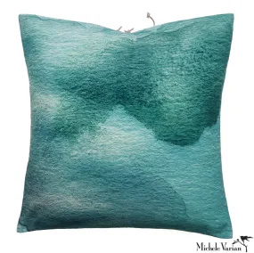 Printed Velvet Pillow Smudge Jade 22x22