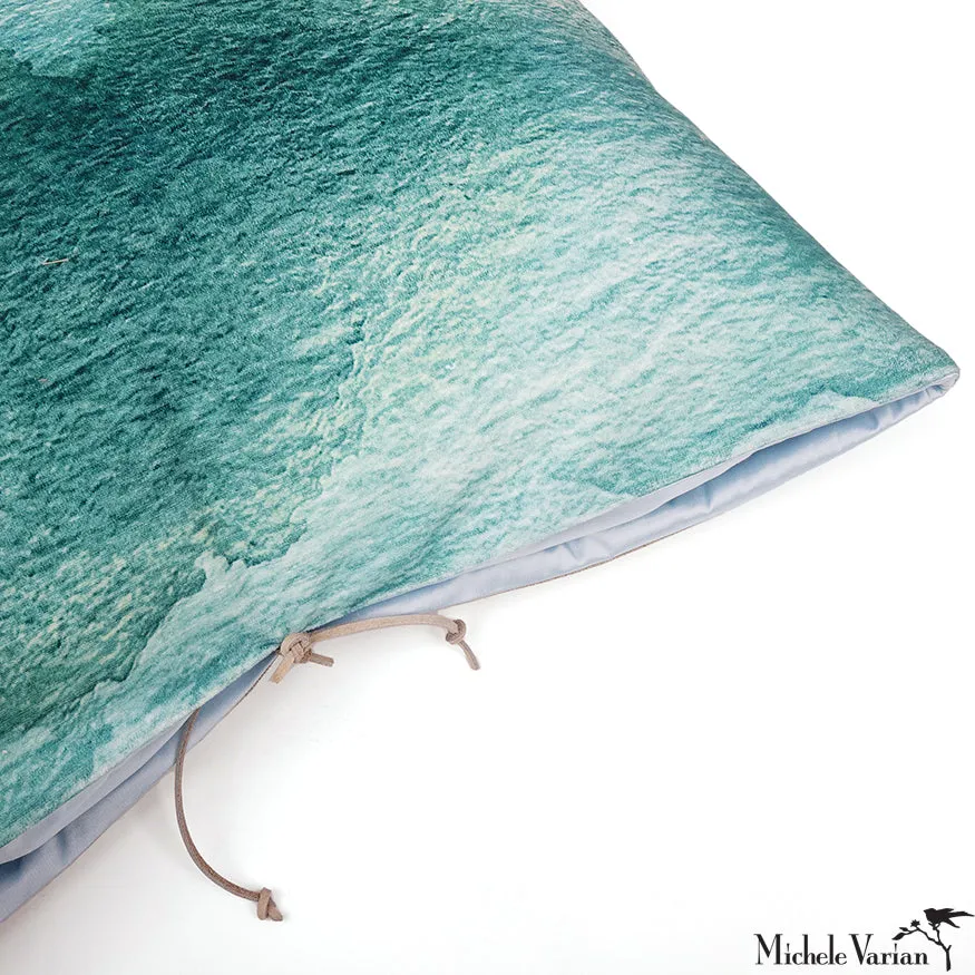 Printed Velvet Pillow Smudge Jade 22x22