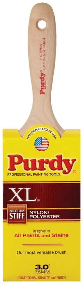 Purdy XL Swan 144400330 Wall Brush, 3 in W, 3-7/16 in L Bristle, Nylon/Polyester Bristle, Beavertail Handle :EA: QUANTITY: 1