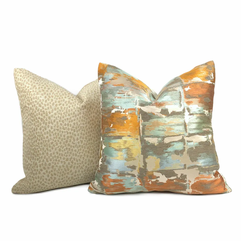 Robert Allen Beacon Hill Annina Mandarin Modern Abstract Silk Linen Pillow Cover