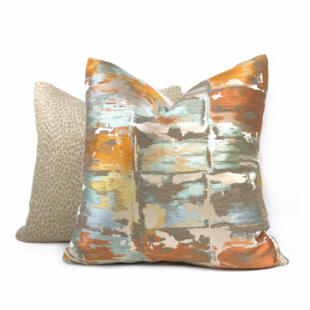 Robert Allen Beacon Hill Annina Mandarin Modern Abstract Silk Linen Pillow Cover