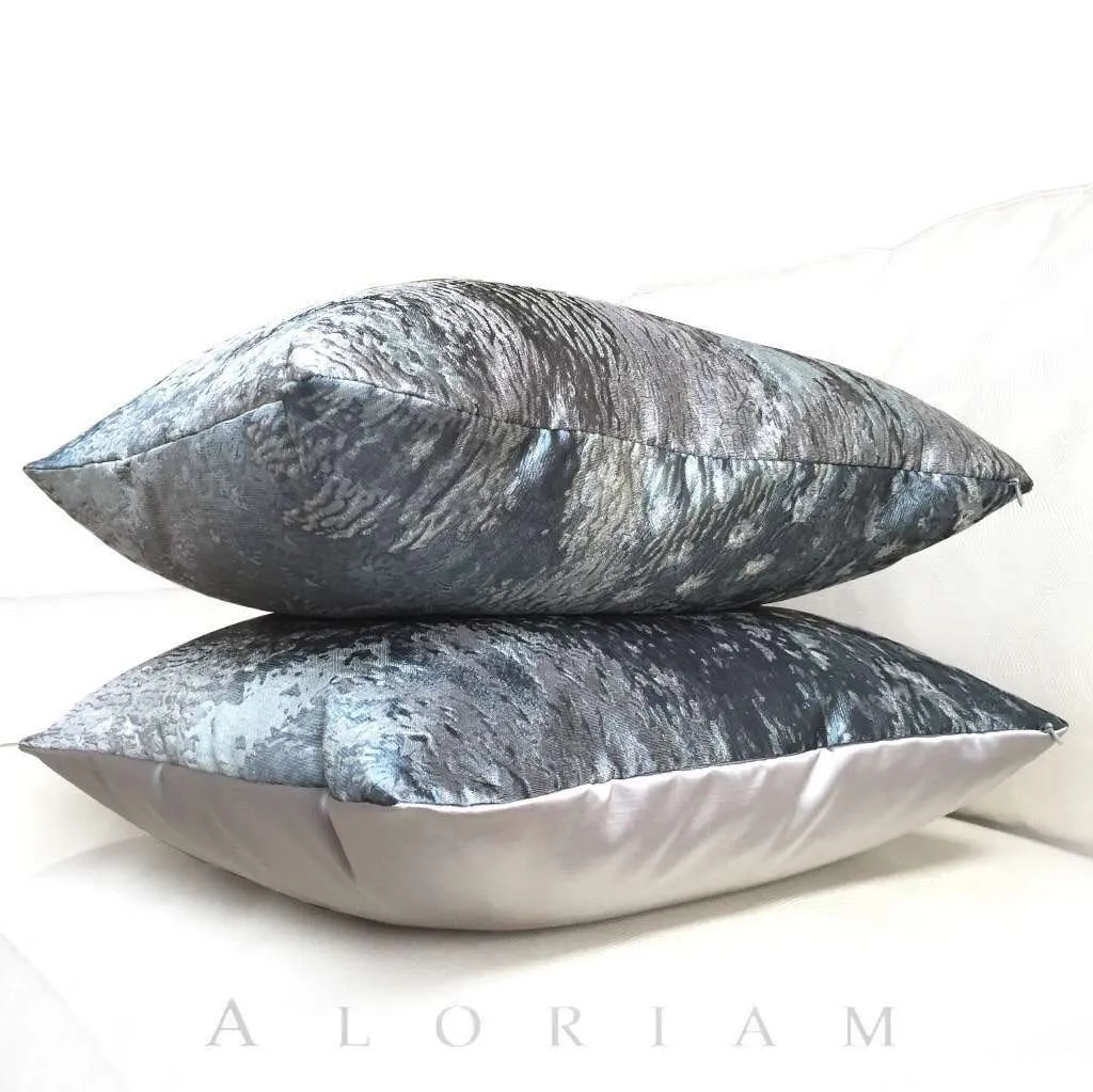 Robert Allen Beacon Hill Gray & Silver Textile Art Provocation Silk Pillow Cover