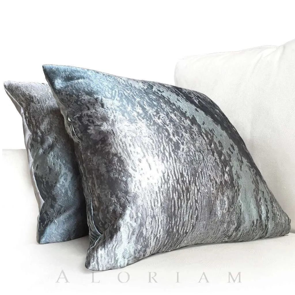 Robert Allen Beacon Hill Gray & Silver Textile Art Provocation Silk Pillow Cover