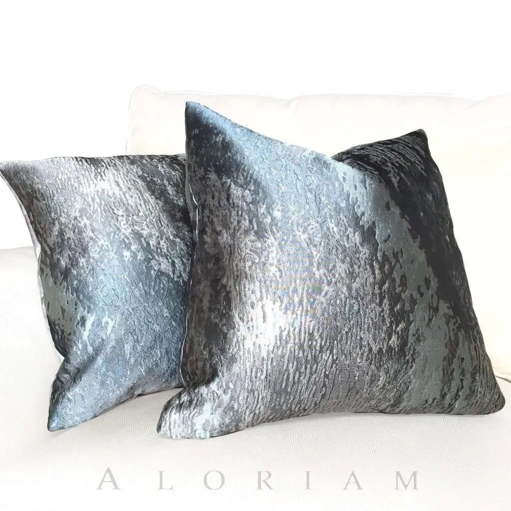 Robert Allen Beacon Hill Gray & Silver Textile Art Provocation Silk Pillow Cover