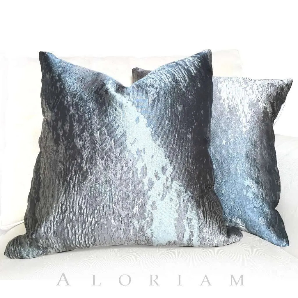 Robert Allen Beacon Hill Gray & Silver Textile Art Provocation Silk Pillow Cover