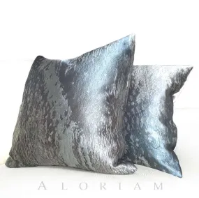 Robert Allen Beacon Hill Gray & Silver Textile Art Provocation Silk Pillow Cover