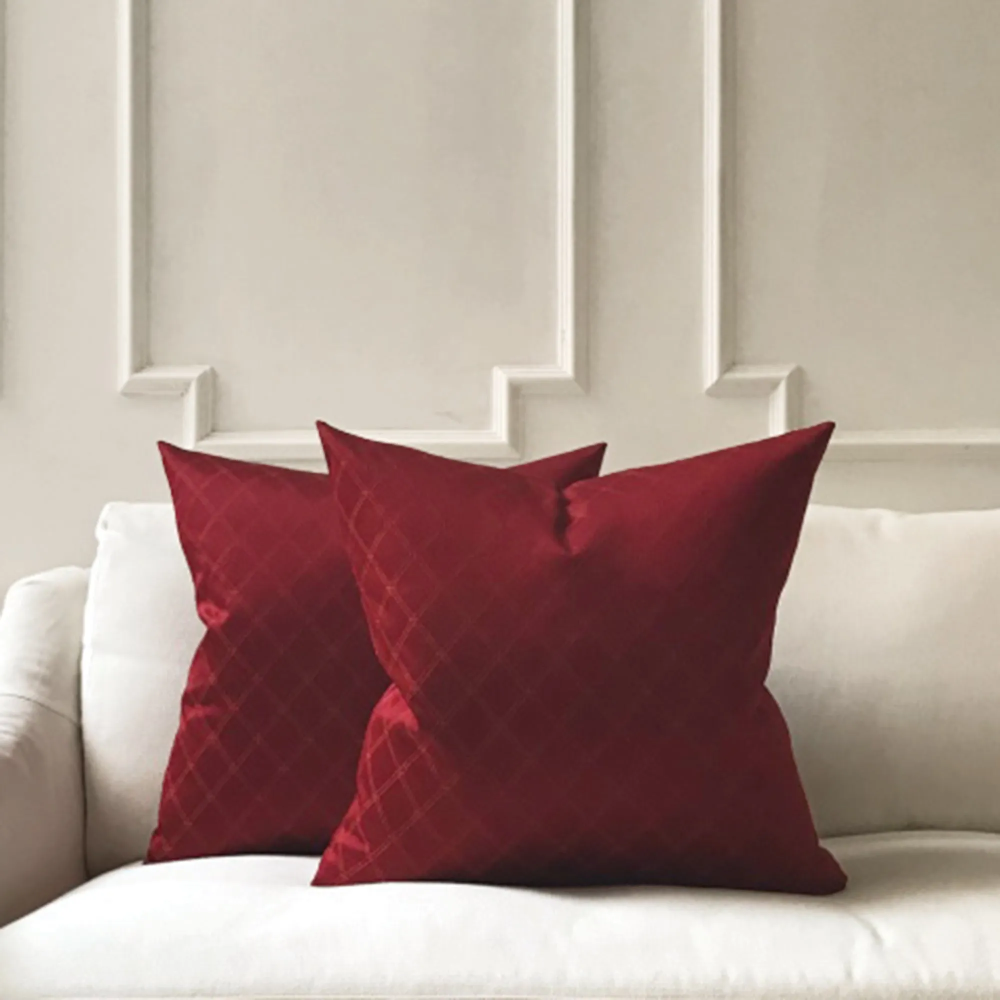 Ruby Diamond Jacquard Throw Pillow Cover 24x24