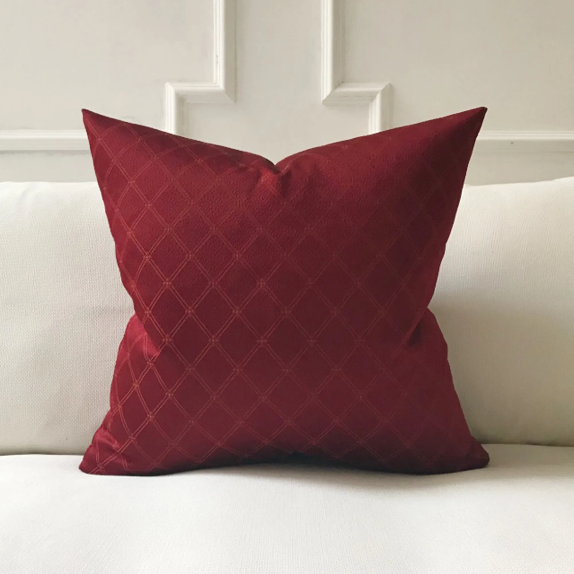 Ruby Diamond Jacquard Throw Pillow Cover 24x24