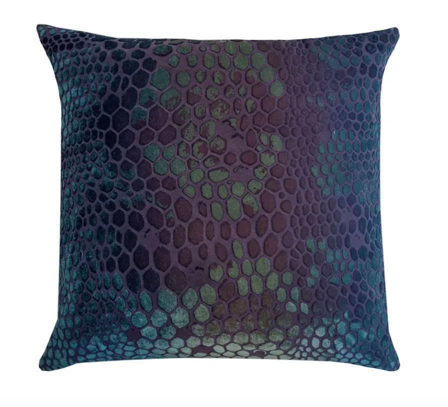 Snakeskin Velvet Peacock Pillows by Kevin O'Brien Studio