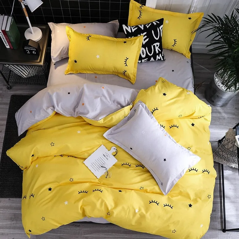 Solstice 3D Universe Stars Bedding 3 / 4pcs Kit Cartoon BedSheet Pillowcase Bedclothes Bed Linen Single Twin Full Queen Sizes