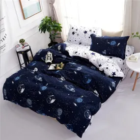 Solstice 3D Universe Stars Bedding 3 / 4pcs Kit Cartoon BedSheet Pillowcase Bedclothes Bed Linen Single Twin Full Queen Sizes