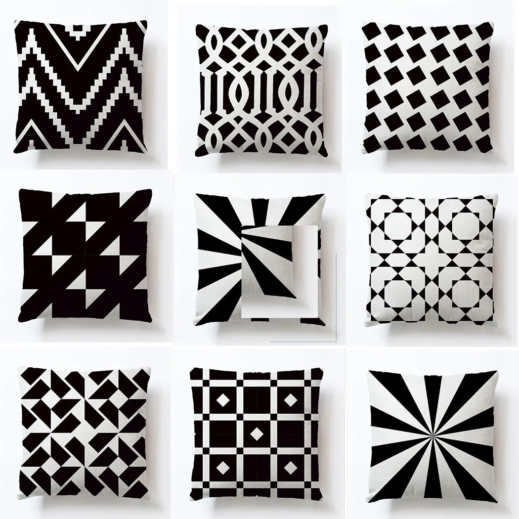 Square Cloth Pillow Covers with Geomatric Images