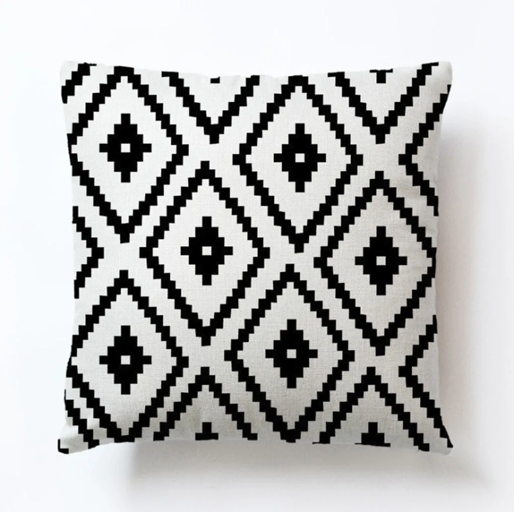 Square Cloth Pillow Covers with Geomatric Images