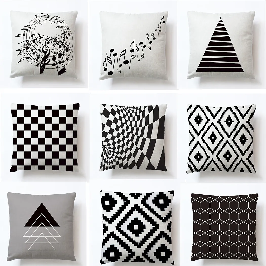 Square Cloth Pillow Covers with Geomatric Images