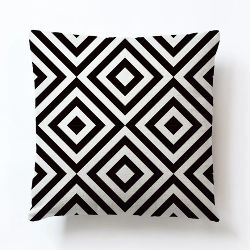 Square Cloth Pillow Covers with Geomatric Images