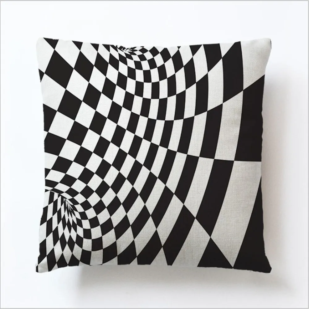 Square Cloth Pillow Covers with Geomatric Images