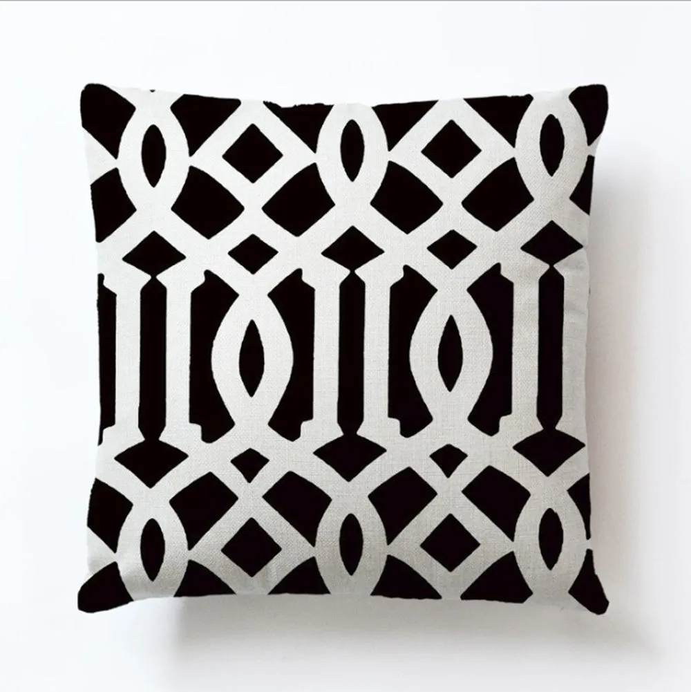 Square Cloth Pillow Covers with Geomatric Images