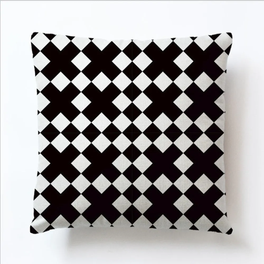 Square Cloth Pillow Covers with Geomatric Images