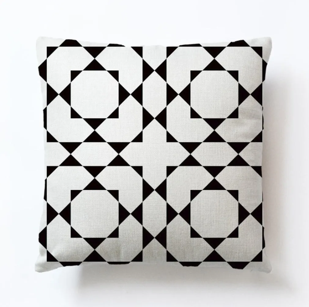 Square Cloth Pillow Covers with Geomatric Images