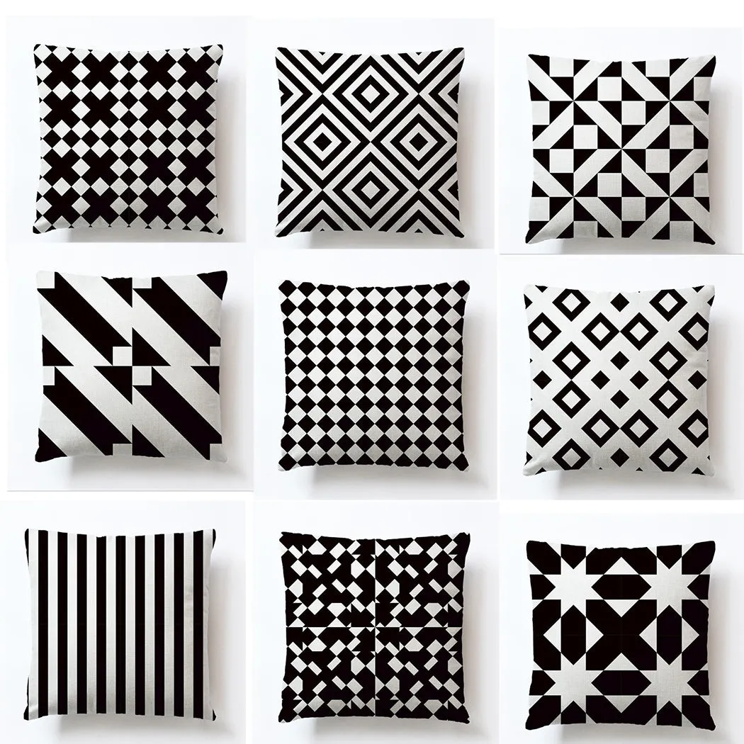 Square Cloth Pillow Covers with Geomatric Images