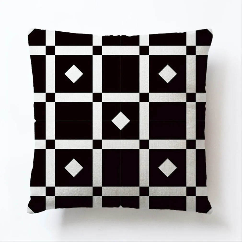 Square Cloth Pillow Covers with Geomatric Images