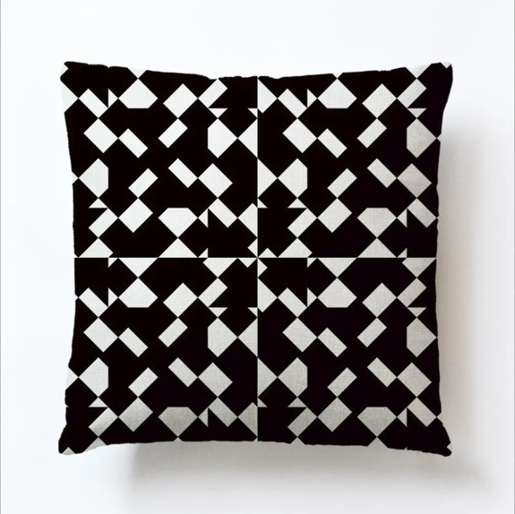 Square Cloth Pillow Covers with Geomatric Images