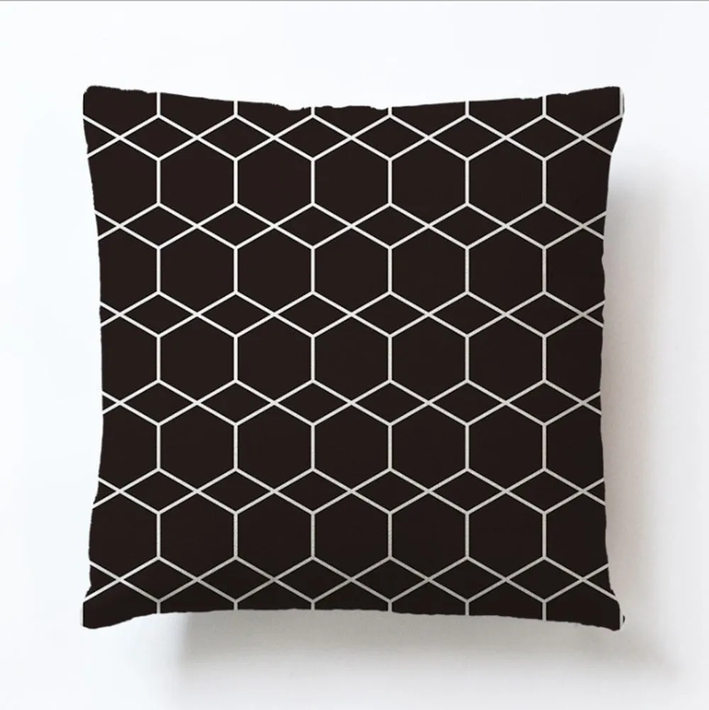 Square Cloth Pillow Covers with Geomatric Images