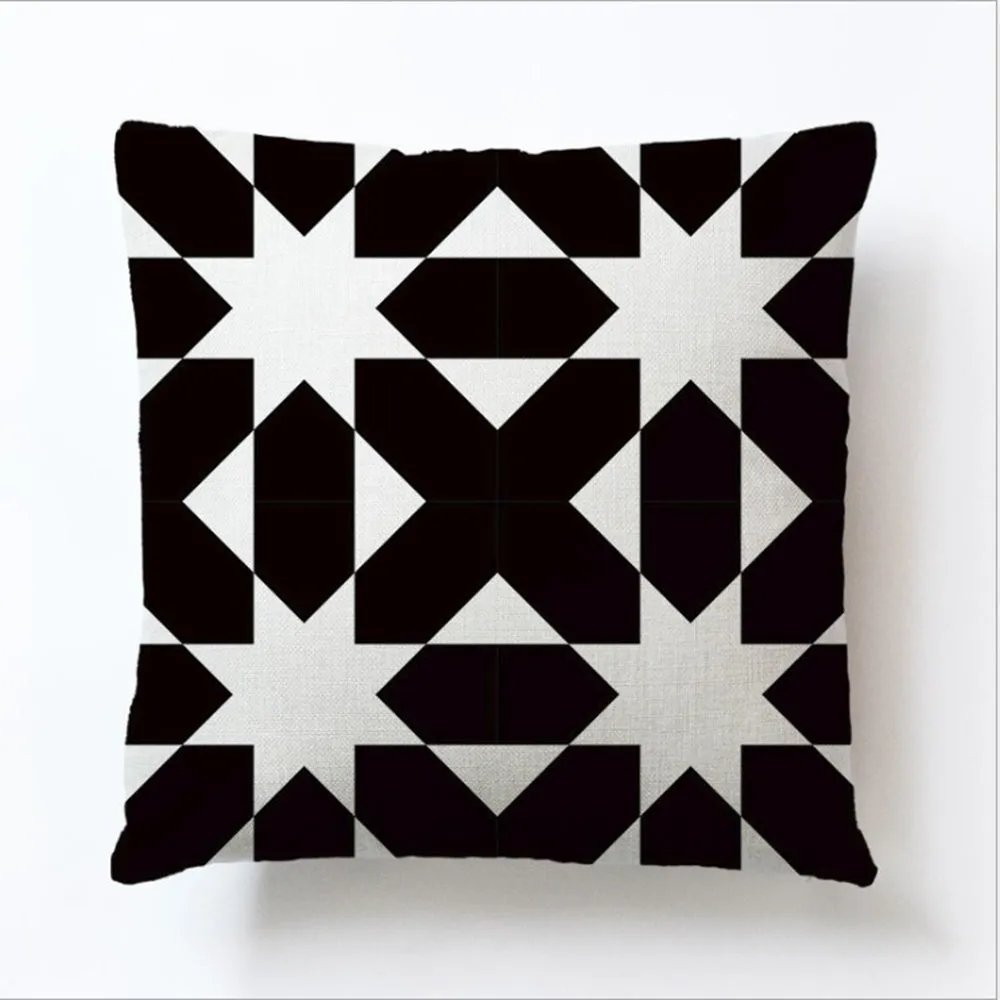 Square Cloth Pillow Covers with Geomatric Images