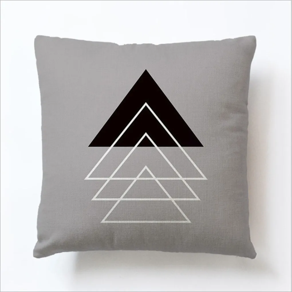 Square Cloth Pillow Covers with Geomatric Images