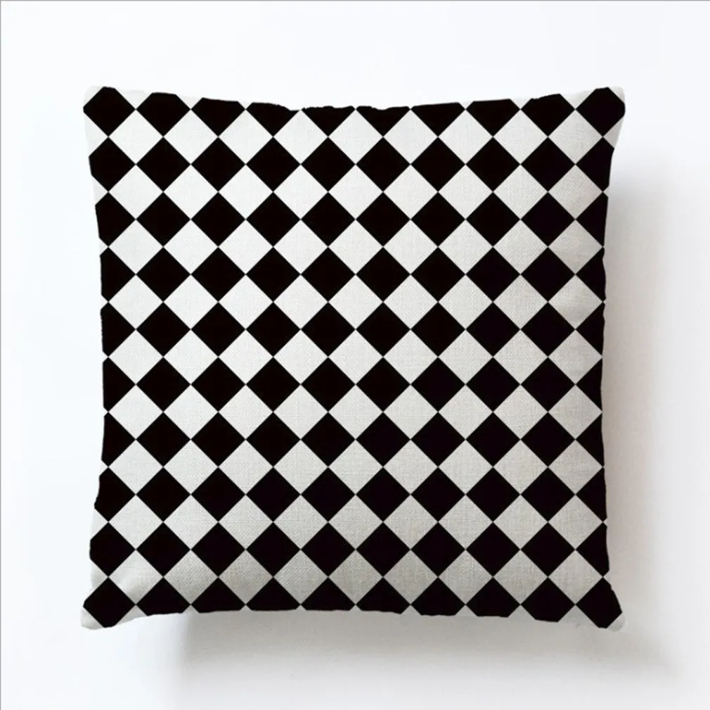 Square Cloth Pillow Covers with Geomatric Images