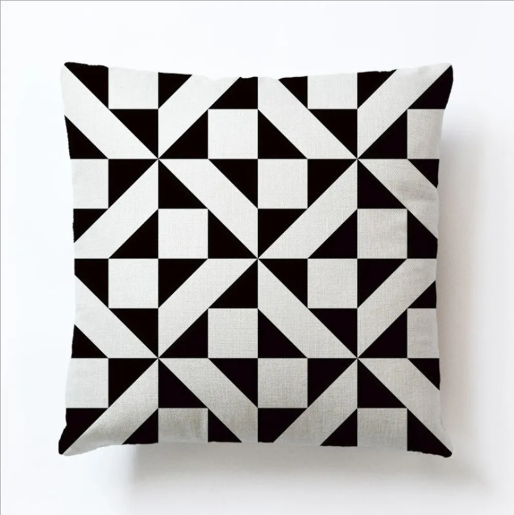 Square Cloth Pillow Covers with Geomatric Images