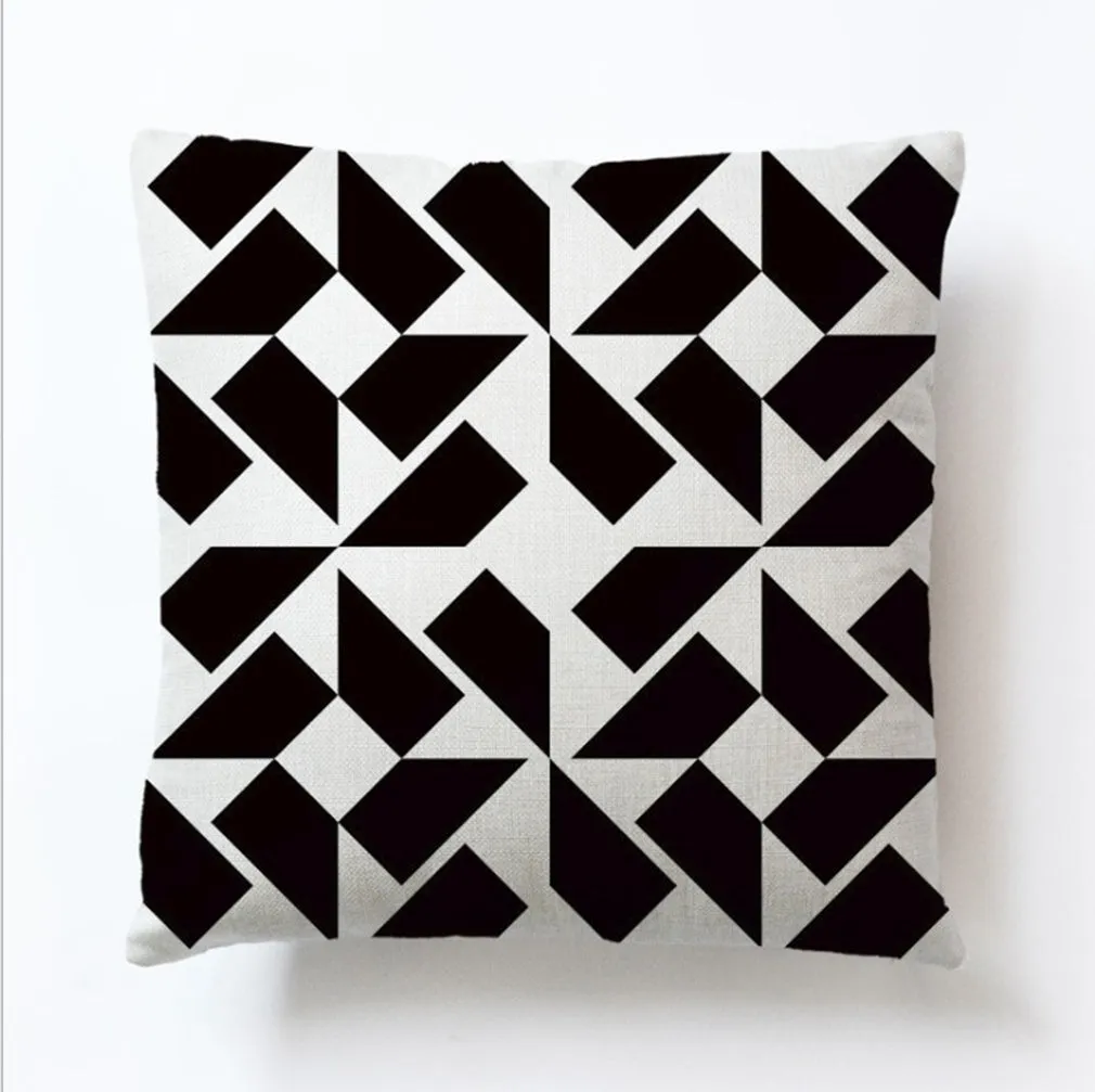 Square Cloth Pillow Covers with Geomatric Images