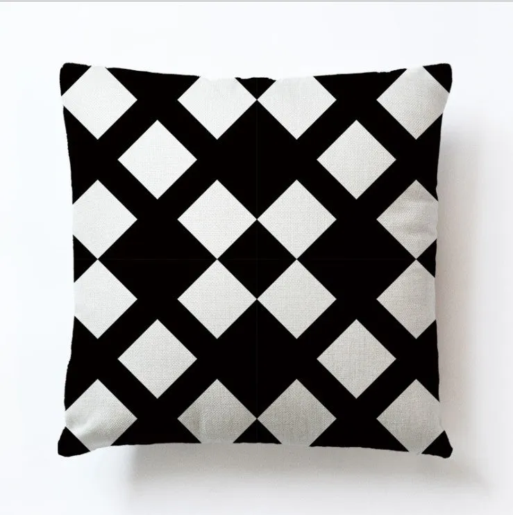 Square Cloth Pillow Covers with Geomatric Images