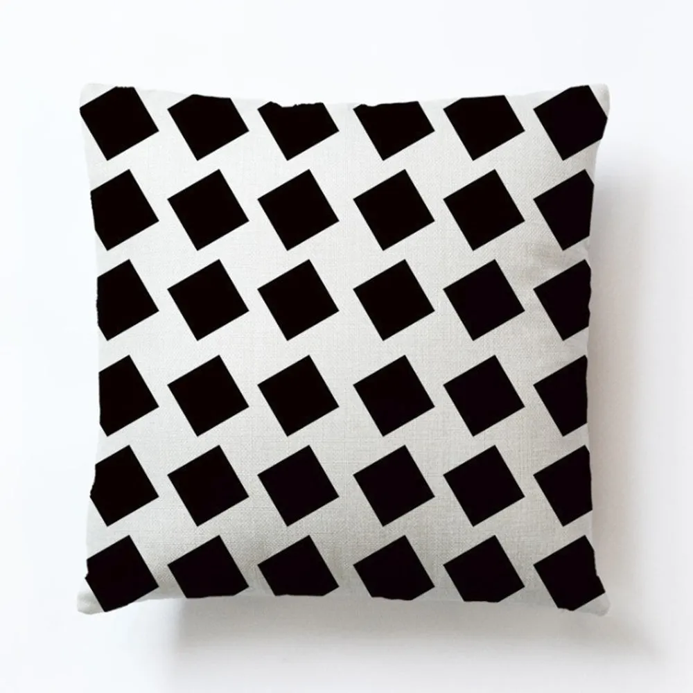 Square Cloth Pillow Covers with Geomatric Images