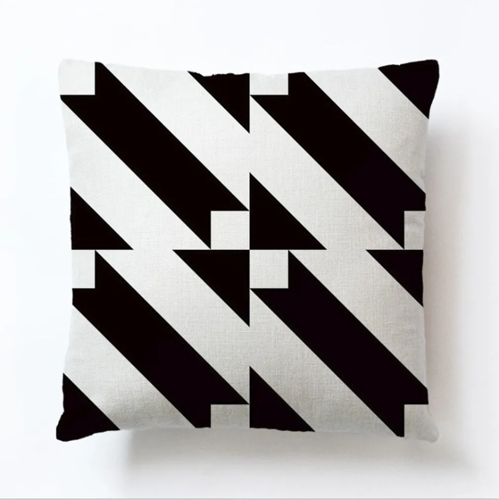 Square Cloth Pillow Covers with Geomatric Images