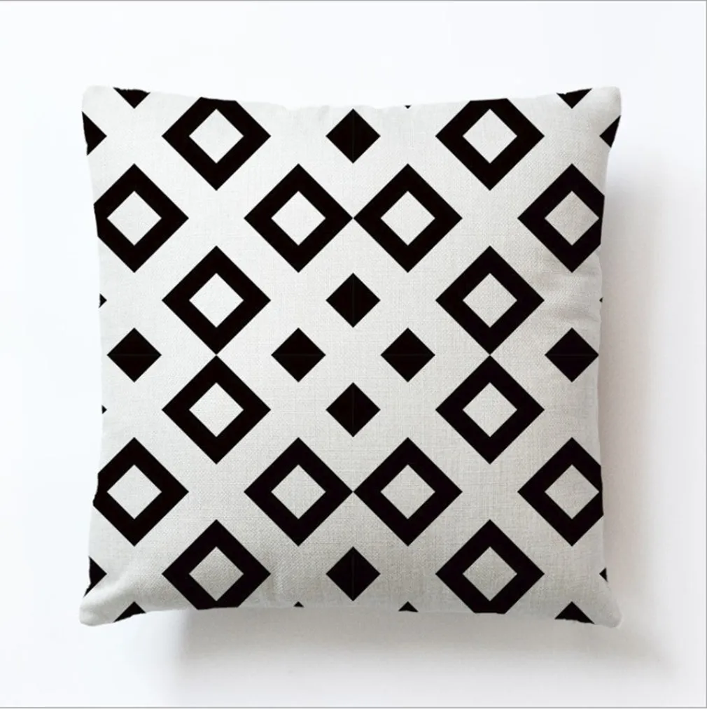 Square Cloth Pillow Covers with Geomatric Images