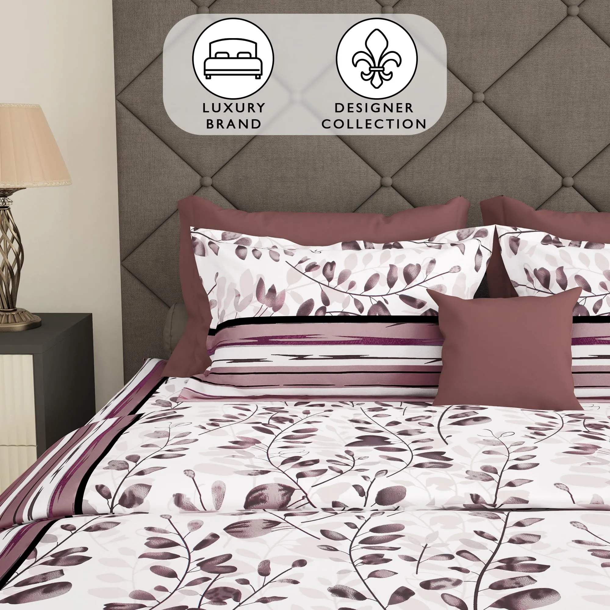 Story@Home Metro Collection 186 TC 100% Cotton Double Bedsheet with 2 Pillow Covers (88 inch X 100 inch, Mauve)