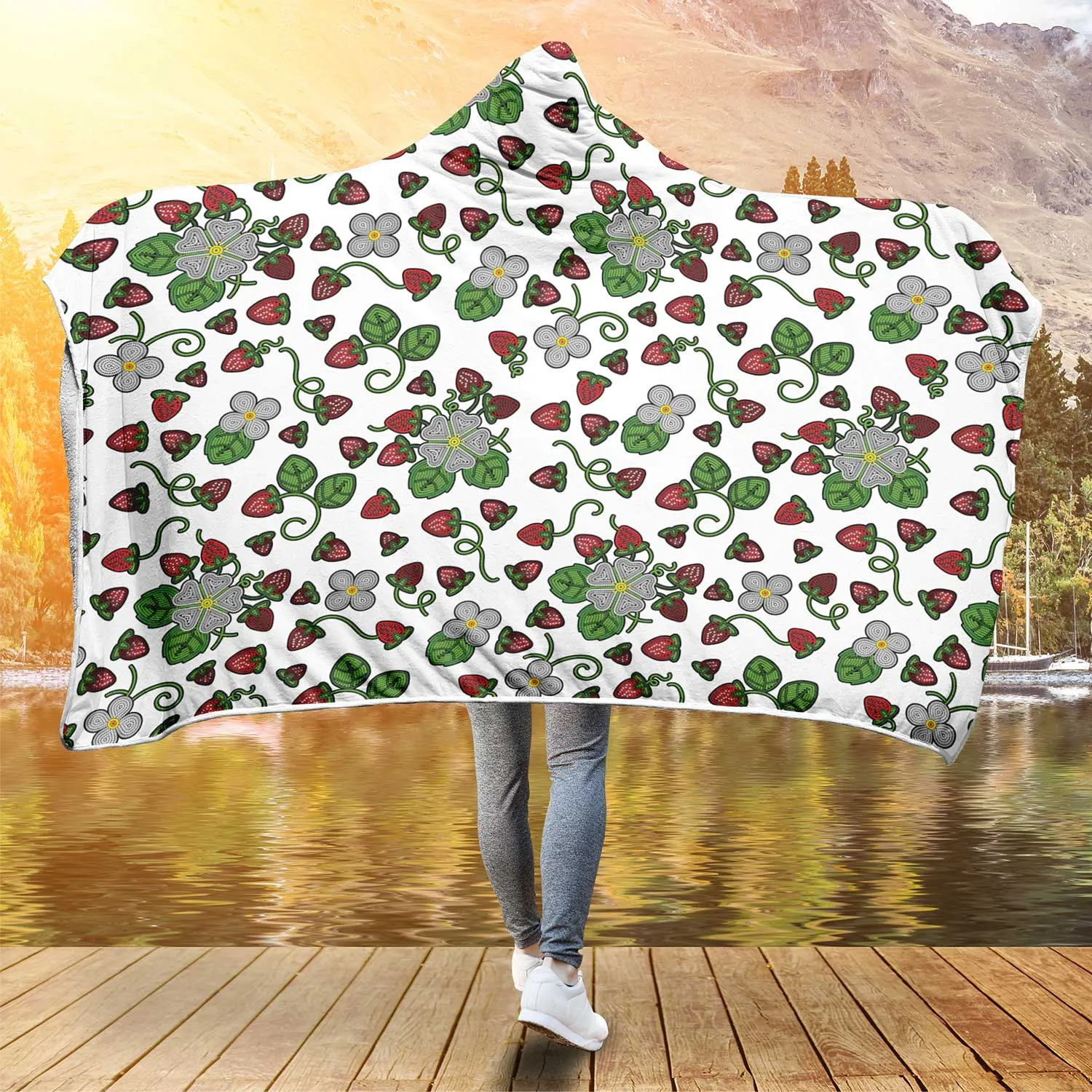 Strawberry Dreams White Hooded Blanket