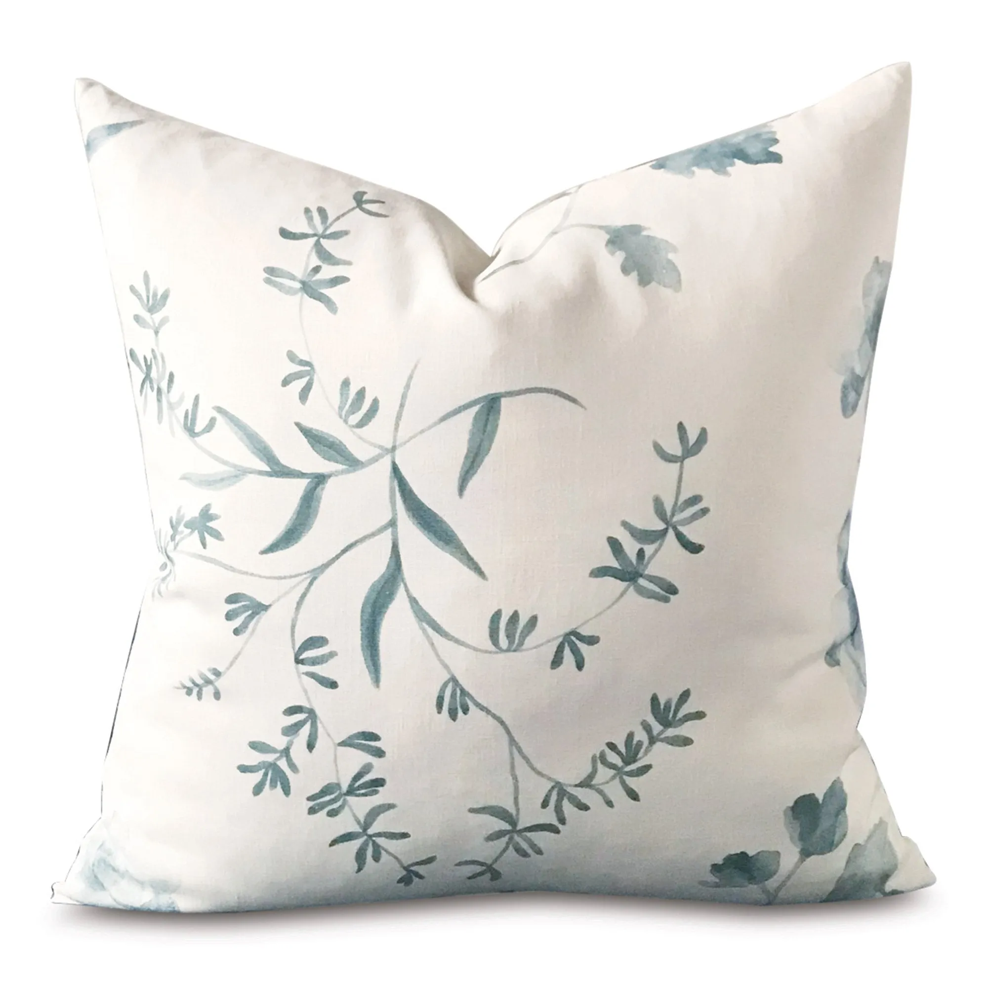 Teal Blue Toile Shadows Throw Pillow Cover 24x24